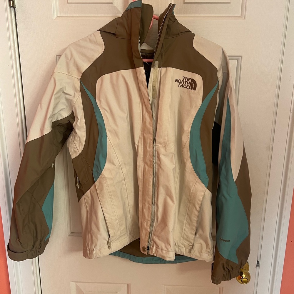 The North Face Women's Brown and Cream HyVent Ski Jacket